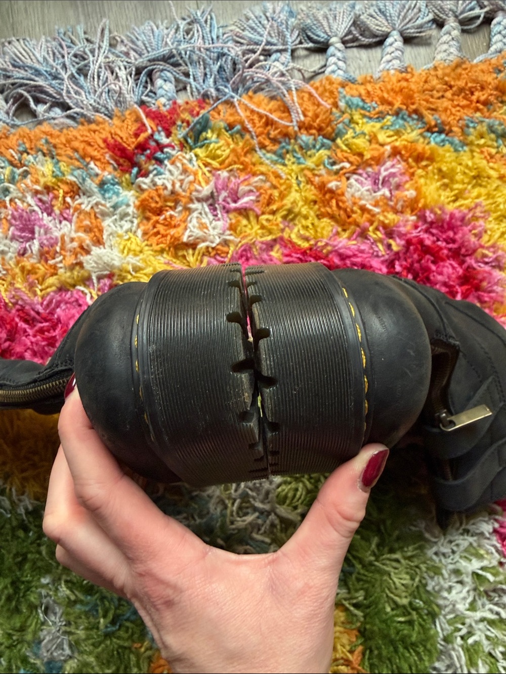 Dr. Martens Tamela Boot Black Chunky with Buckle Straps - Picture 10 of 13